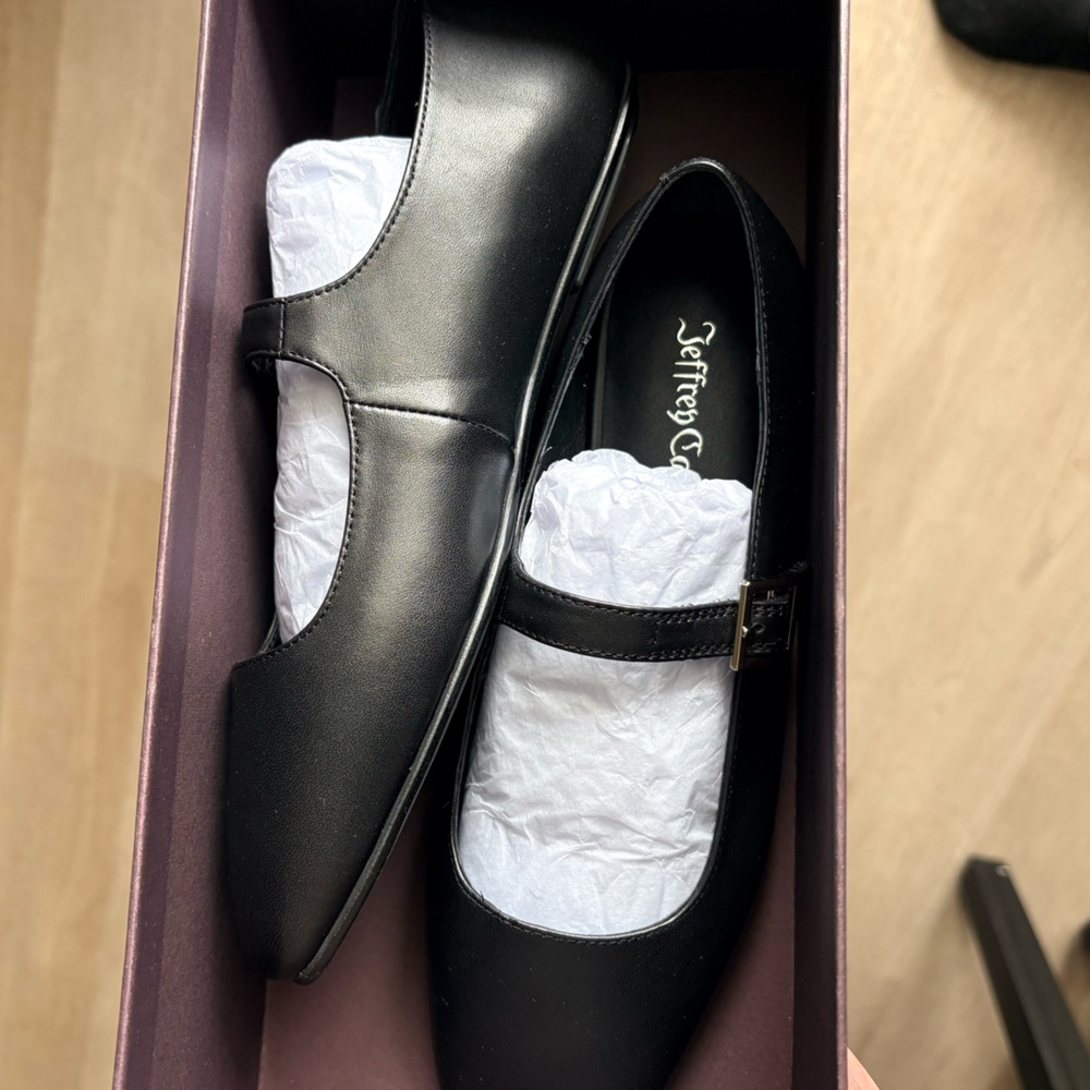 Jeffrey Campbell Elise Black Leather Mary Janes Ballet Flats 7 New - Picture 4 of 10